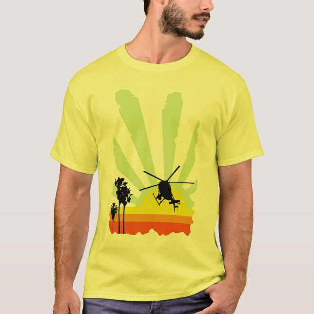T-shirt Hélicoptère et coucher du soleil (Devant)