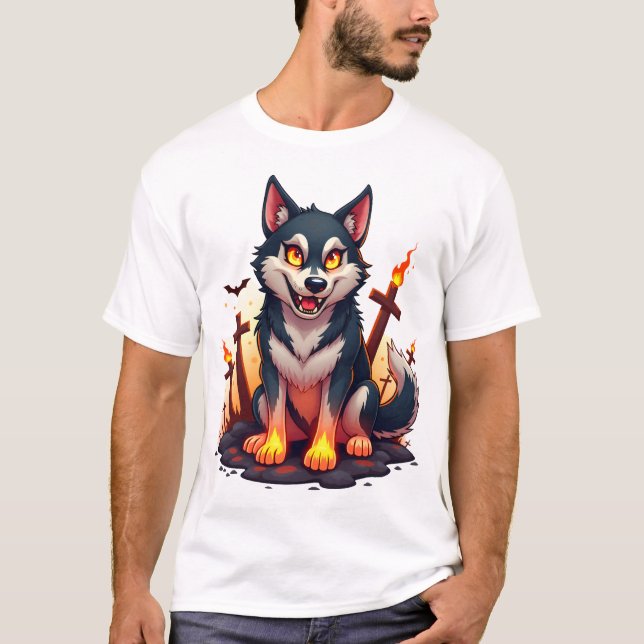 T-shirt Hellhound Husky Dog (Devant)