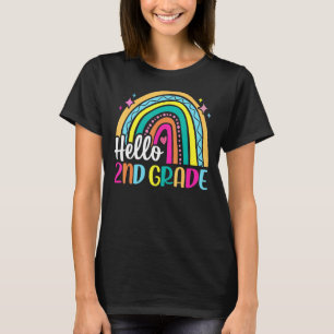 T-shirt Hello 2nd Grade Rainbow For Teacher Girls Kids Fi