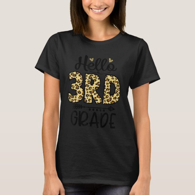 T-shirt Hello 3rd Grade Leopard Teacher Students Back To S (Devant)