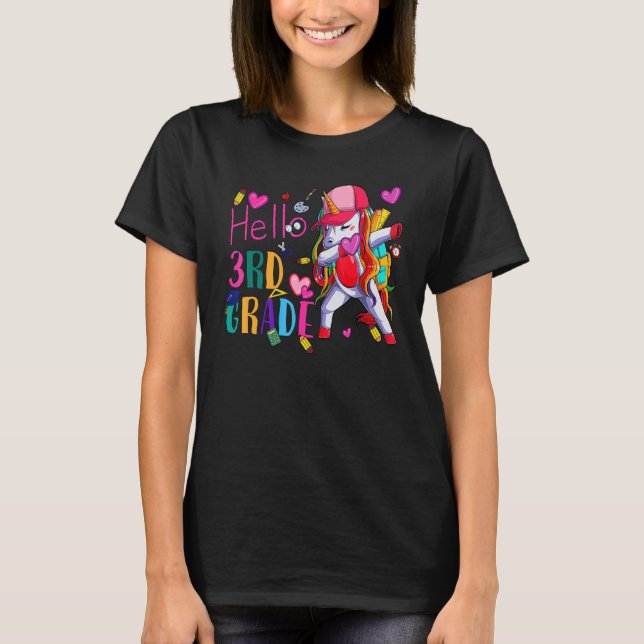 T-shirt Hello 3rd Grade Rainbow Teachers Kids Back to Scho (Devant)