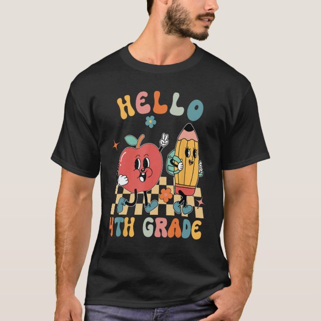 T-shirt Hello 4th Grade Back To School Teacher Students Ki (Devant)