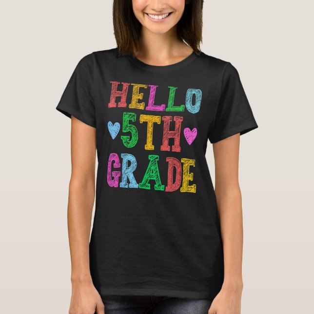 T-shirt Hello 5th Grade Leopard Squad Back To School Teach (Devant)