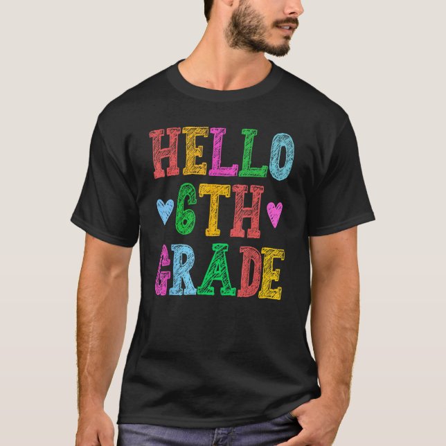 T-shirt Hello 6th Grade Leopard Squad Back To School Teach (Devant)