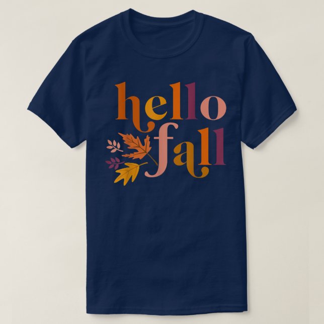T-shirt Hello Fall Autumn Leaves Maple Leaves Botanic Foli (Design devant)