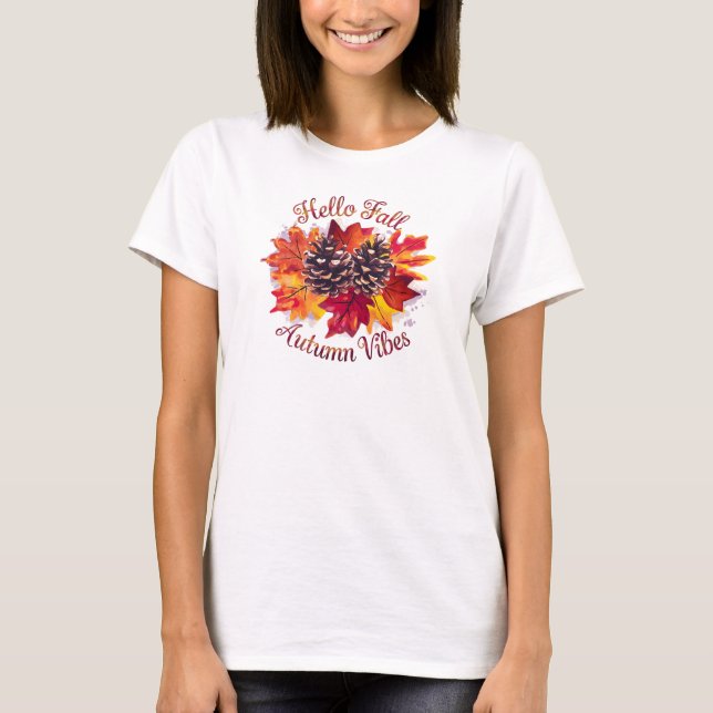 T-shirt Hello Fall, Autumn Vibes (Devant)