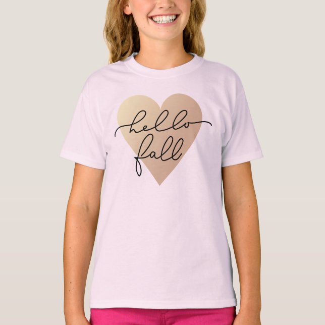 T-shirt Hello Fall Love Heart (Devant)