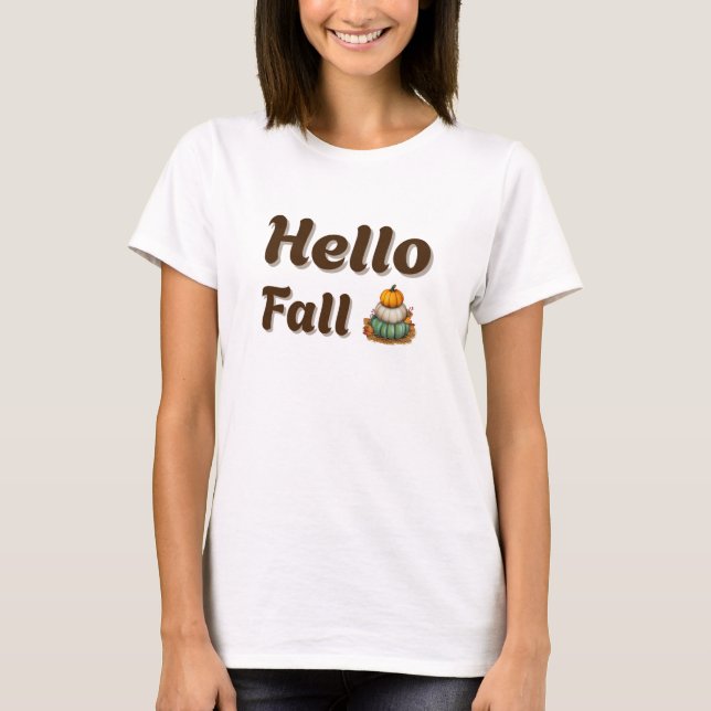 T-shirt Hello Fall - Rustique Citrouille Harvest Automne D (Devant)