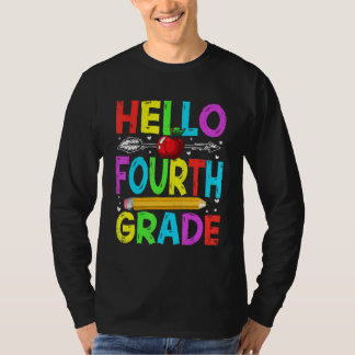T-shirt Hello Fourth Grade Back To School First Day Kids B