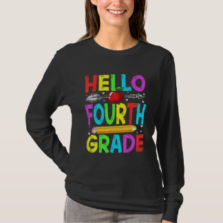 T-shirt Hello Fourth Grade Back To School First Day Kids B