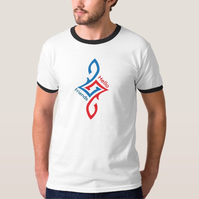 T-shirt Hello Friends Simple Happy Greeting Design (Devant)