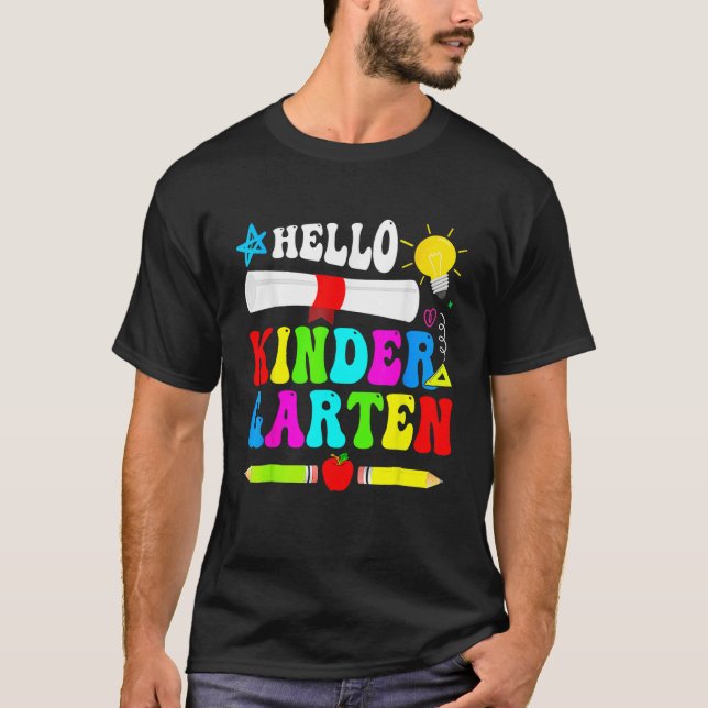 T-shirt Hello Kindergarten Back To School Team First Day O (Devant)
