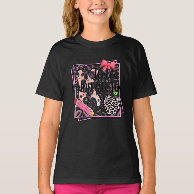 T-shirt Hello Kindergarten Pink Leopard Back To School Leo (Devant)