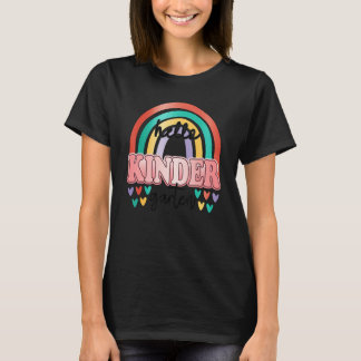 T-shirt Hello Kindergarten Retro Rainbow Teacher Girl Back