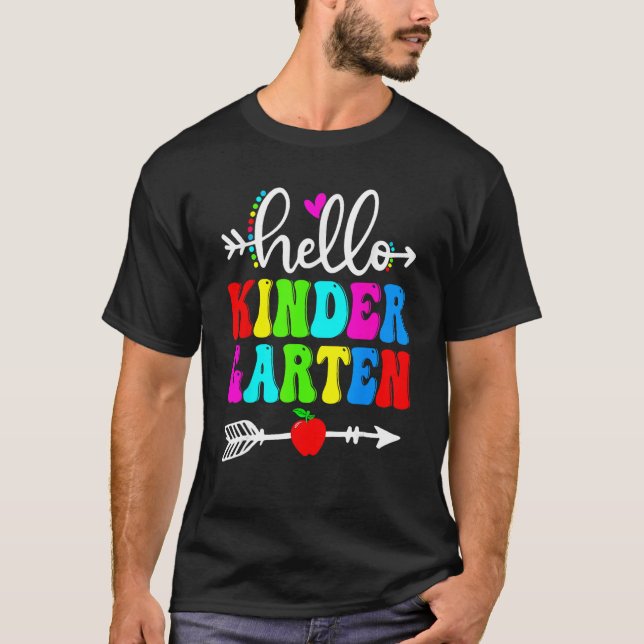 T-shirt Hello Kindergarten Teacher Student Team Happy Back (Devant)
