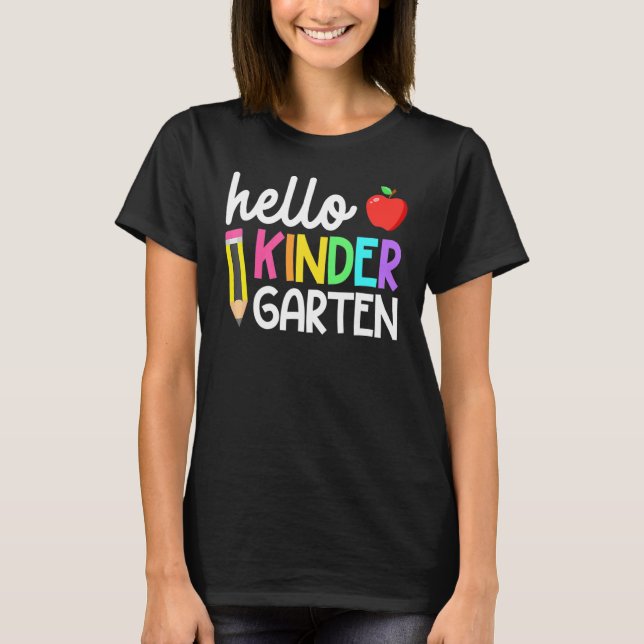 T-shirt Hello Kindergarten Team Kinder Back To School Teac (Devant)