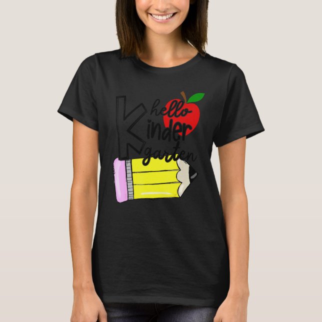 T-shirt Hello Kindergarten Team Kinder Back To School Teac (Devant)