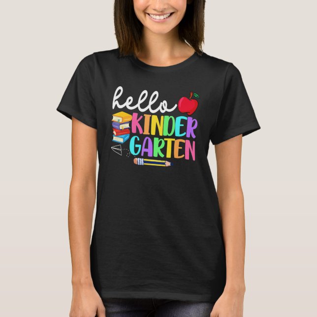 T-shirt Hello Kindergarten Team Kinder Back To School Teac (Devant)