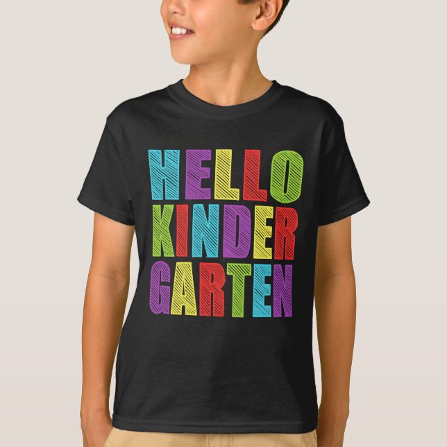 T-shirt Hello Kindergaten - 1er Jour de maternelle (Devant)