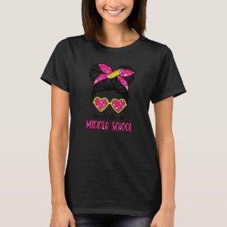 T-shirt Hello Middle School Back To School Messy Bun Kids