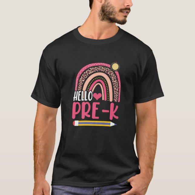 T-shirt Hello Pre K Back To School Rainbow   (Devant)