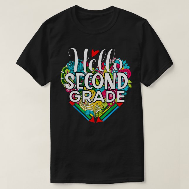 T-shirt Hello Second Grade Funny Retour à l'école 2e année (Design devant)