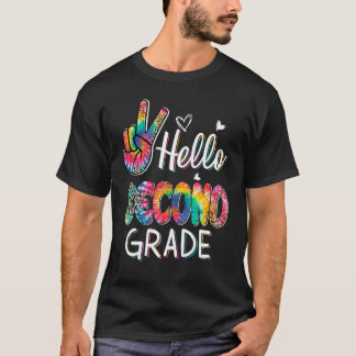 T-shirt Hello Second Grade Tie Dye Leopard Graphic Back To