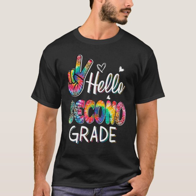 T-shirt Hello Second Grade Tie Dye Leopard Graphic Back To (Devant)