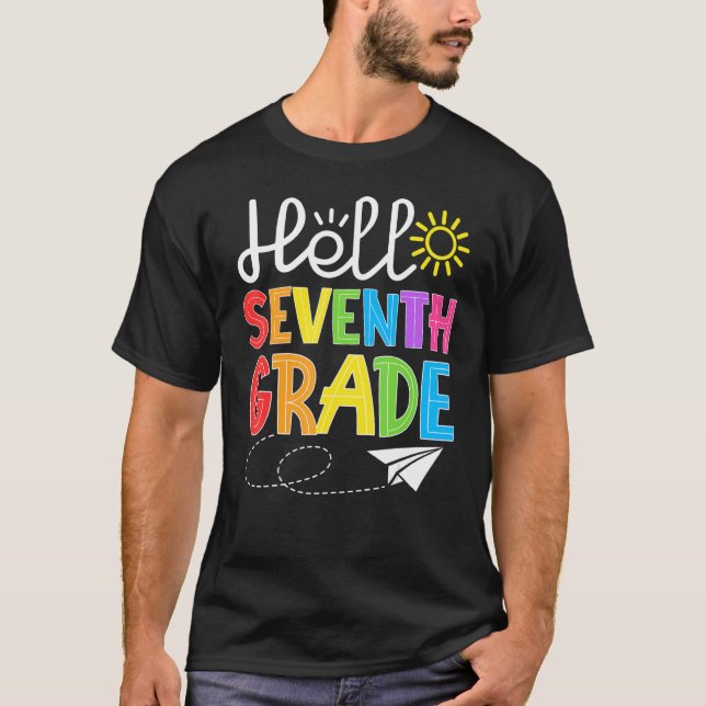 T-shirt Hello Seventh Grade Fun 7Th Grade Backto School    (Devant)