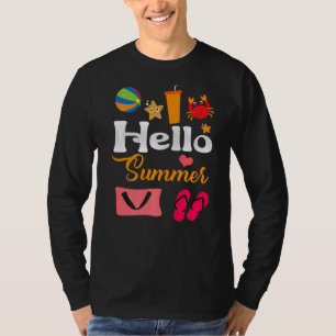 T-shirt Hello Summer Beach Vacances été Famille Correspond