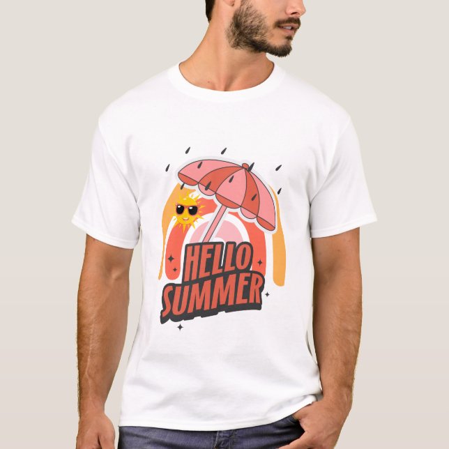 T-shirt Hello Summer – Bright & Fun Design (Devant)