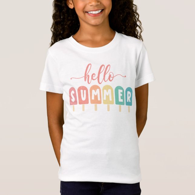 T-Shirt "Hello Summer" Cadeau de vacances Pastel (Devant)