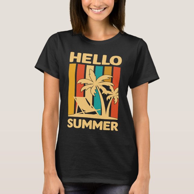 T-shirt Hello Summer Feeling Tropical Beach Summer Vacatio (Devant)