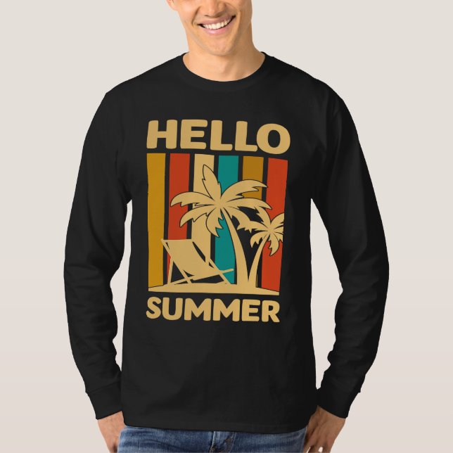 T-shirt Hello Summer Feeling Tropical Beach Summer Vacatio (Devant)