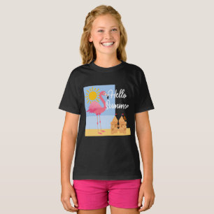 T-shirt Hello Summer Pink Flamant rose Design - Toddler Fi