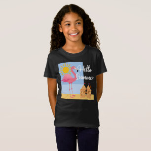 T-Shirt Hello Summer Pink Flamant rose Design - Toddler Fi