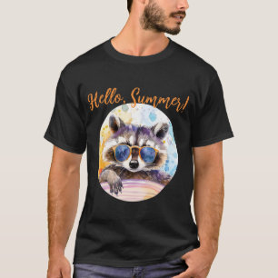 T-shirt Hello Summer Raccoon dans les lunettes de soleil A