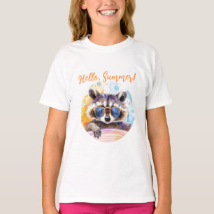 T-shirt Hello Summer Raccoon dans les lunettes de soleil A