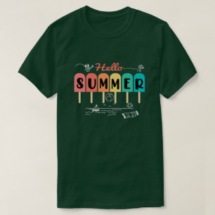 T-shirt Hello Summer Vacances Popsicle & Ice Lolly Fun Des