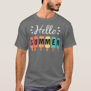 T-shirt Hello Summer Vacation Ice Cream Popsicle Ice Lolly