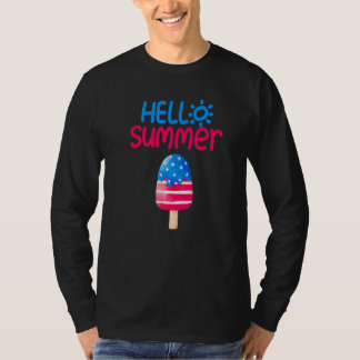T-shirt Hello Summer Vacation Popsicle Ice Cream Ice Lolly