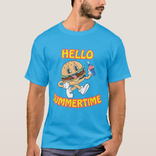 T-shirt Hello Summertime Hamburger et Cola