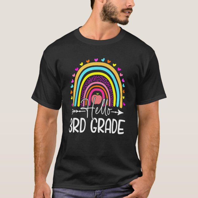 T-shirt Hello Third 3rd Grade Back To School Teacher Kids  (Devant)