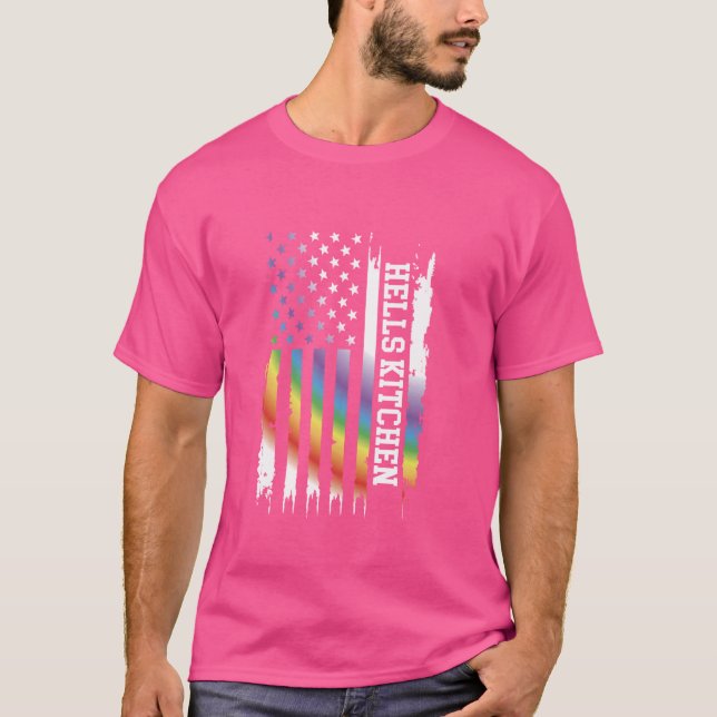 T-shirt Hells Kitchen États-Unis Arc en ciel désorganisé w (Devant)