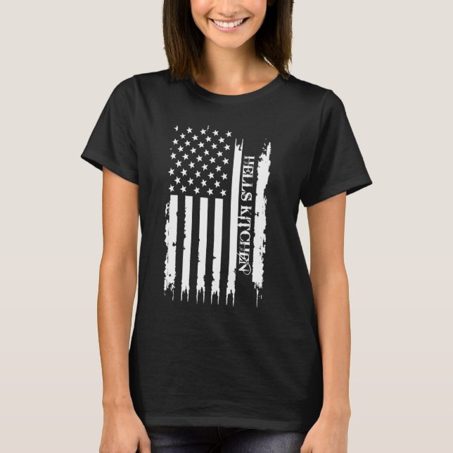 T-shirt Hells Kitchen États-Unis détendu avec le drapeau a (Devant)