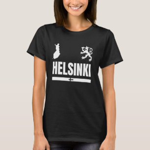 T-shirt Helsinki avec drapeau finlandais, Emblème d'Helsin