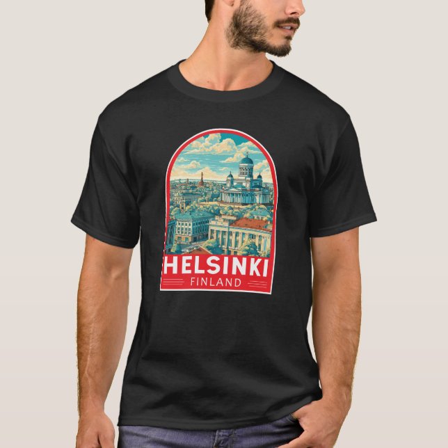 T-shirt Helsinki Finland Travel Art Emblem (Devant)