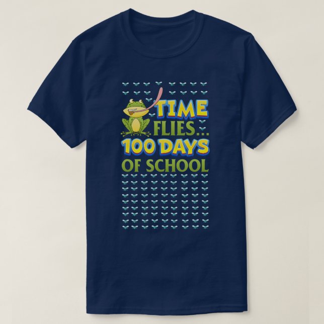 T-shirt HEME FLIES Frog 100 Jours d'enseignant de l'école  (Design devant)