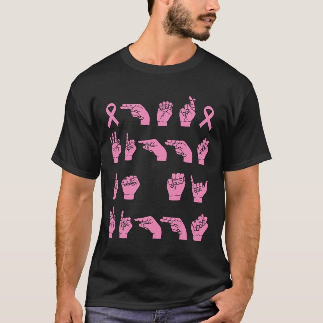 T-shirt Her Fight Is My Fight Sign Language Breast Cancer  (Devant)
