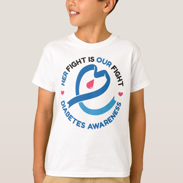 T-shirt Her Fight Is Our Fight – Diabetes Awareness (Devant)